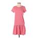 Crown & Ivy Casual Dress - DropWaist Crew Neck Short sleeves: Pink Print Dresses - Women's Size Small
