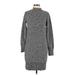 Old Navy Casual Dress - Sweater Dress Mock 3/4 sleeves: Gray Marled Dresses - Women's Size Medium