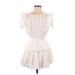 Casual Dress - Mini Crew Neck Short sleeves: White Dresses - Women's Size Small