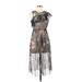Atmosphere Casual Dress - A-Line Crew Neck Sleeveless: Gray Print Dresses - Women's Size 6