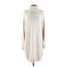 Topshop Casual Dress - Sweater Dress High Neck Long sleeves: Ivory Color Block Dresses - Women's Size 4