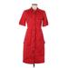 Derek Lam Casual Dress - Shirtdress Collared Short sleeves: Red Solid Dresses - Women's Size 44