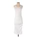 Sundry Casual Dress - Sheath Scoop Neck Sleeveless: White Print Dresses - Women's Size Small