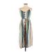 Japna Casual Dress - A-Line V-Neck Sleeveless: Brown Print Dresses - Women's Size Small