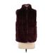 J.Crew Faux Fur Vest: Below Hip Burgundy Solid Jackets & Outerwear - Women's Size Small