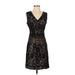 Isabella Bird Casual Dress - Party V-Neck Sleeveless: Black Print Dresses - Women's Size Small