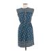 Ann Taylor LOFT Outlet Casual Dress - Mini Crew Neck Sleeveless: Blue Dresses - Women's Size Medium Petite