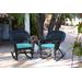 Black Rocker Wicker Chair With Sky Blue Cushion - Set Of 2- Jeco Wholesale W00207R-D_2-FS027