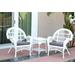 3Pc Santa Maria White Wicker Chair Set - Steel Blue Cushions- Jeco Wholesale W00209_2-CES033
