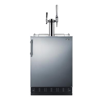 Summit SBC7BRSCM2 24" Draft Nitro Cold Brew Coffee Dispenser - 1 Column & 1 Taps, Stainless, 115v, 2 1/6 Keg Capacity, Black & Stainless Steel