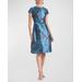 Maddox Petal-print Pleated Mikado Dress