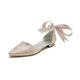 Femme Chaussures de mariage Chaussures habillées Mariage Soirée Broderie Noeud Imitation Perle Talon Plat Bout pointu Sexy Minimalisme Satin Tissu Lacet Argent Rose