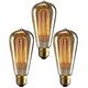 3pcs 40w edison vintage ampoule à incandescence dimmable e26 e27 st64 candélabre filament ambre blanc chaud pour luminaire 220-240v