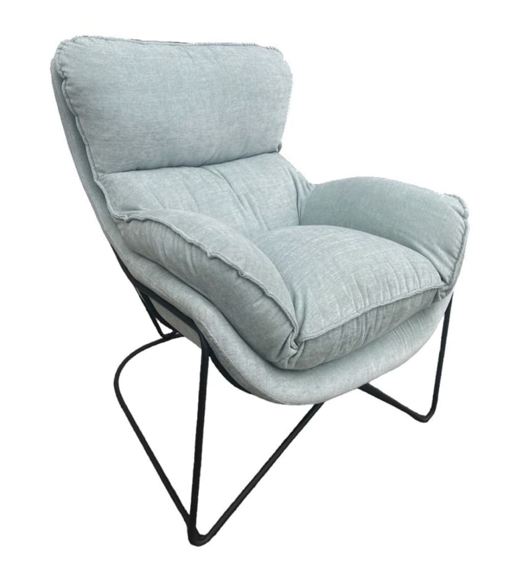 Fauteuil en velours vert d'eau clair