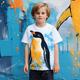 T-Shirt-Rock mit 3D-Pinguin für Jungen, kurzärmelig, 3D-Druck, Herbst, aktiv, Sport, Mode, Polyester, Kinder 3–12 Jahre, draußen, lässig, täglich, normale Passform