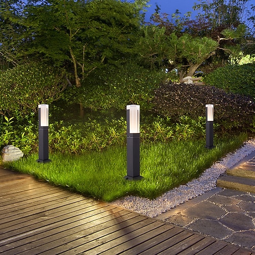 Außenpollerleuchte, LED-Wegeleuchten für den Außenbereich, 30/40/60/80 cm, Aluminium-Anthrazit-Sockelleuchte, moderne Design-Gartenlampe, IP65 wetterfest, Garten-Stehleuchte, 3000 K warmweiß Image