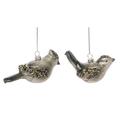 The Holiday Aisle® 2 Piece Christmas Sequin Bird Hanging Figurine Ornament Set Glass in Gray | 2.63 H x 5.13 W x 2.25 D in | Wayfair