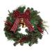 The Holiday Aisle® Pinecone w/ Bells & Bow 24" Polyethylene Wreath Most Realistic Faux in Green/Red | 24 H x 24 W x 6 D in | Wayfair