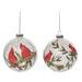 The Holiday Aisle® 2 Piece Glass Snow Cardinal Ball Ornament Set Glass in Green/Red/White | 4.5 H x 4 W x 4 D in | Wayfair