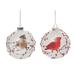 The Holiday Aisle® 2 Piece Glass Winter Birds Ball Ornament Set Glass in Brown/Red | 4.5 H x 4 W x 4 D in | Wayfair