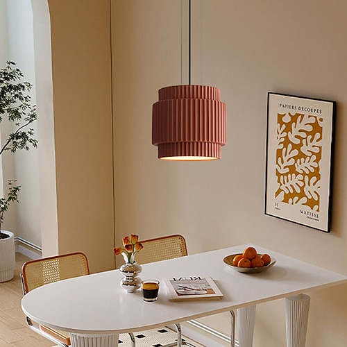 Pendelleuchte, Hängeleuchte im japanischen Stil, runder Lampenschirm aus Kunstharz, Metallsockel, hängender Kronleuchter, E27-Sockel, Schraubverschluss, dekorative Pendelleuchte für Kücheninsel, Image