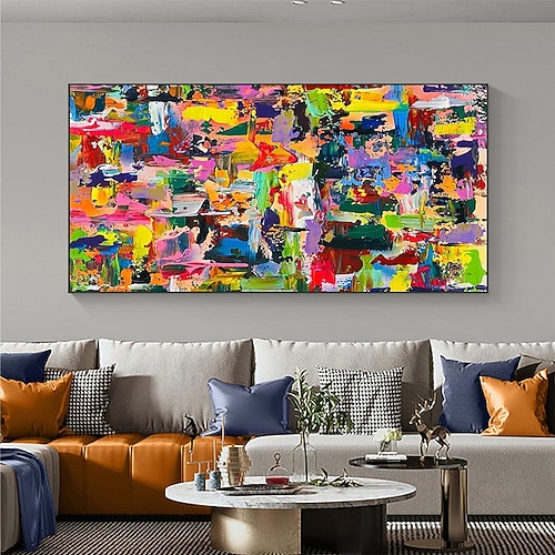 Abstraktes, farbenfrohes Ölgemälde, handgemaltes, farbenfrohes, strukturiertes Gemälde auf Leinwand, individuelles Wanddekor, Gemälde für Wohnzimmer, Heimdekoration, modernes, farbenfrohes Kunstwerk, Image