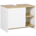 Mobile bagno sottolavabo con armadietto e 2 mensole 77X45X60CM bianco e legno