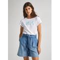 T-Shirt PEPE JEANS "Janet" Gr. XS, weiß (white) Damen Shirts Jersey