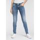 Slim-fit-Jeans HERRLICHER "Slim Denim Light" Gr. 28, Länge 32, blau (medium) Damen Jeans Röhrenjeans