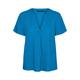 Blusenshirt VERO MODA "VMMYMILO SS V-NECK TOP WVN GA" Gr. XS (34), blau (ibiza blue) Damen Shirts V-Shirts