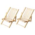 2 Pcs Mini Recliner Home+decor House Decorations for Reclining Chair Chaise Longue Casual Wood