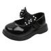 Uuszgmr Kid Sandals Fir Girls Solid Color Children Shoes Pearl Bow Tie Princess Shoes Dance Shoes Black Size:2-2.5 Years