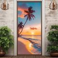 Coconut Tree Door Covers Door Tapestry Door Curtain Decoration Backdrop Door Banner for Front Door Farmhouse Holiday Party Decor Supplies