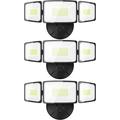 3 Packs 60W LED Security Light 6000LM Outdoor Flood Lights Fixture with 3 Adjustable Heads IP65 Waterproof 6500K White Super Bright Exterior Wall Mount Security Light for Eave Yard(White)