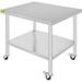 U-SHARE Mophorn 30x36x34 Inch Stainless Steel Work Table 3-Stage Adjustable Shelf with 4 Wheels Heavy Duty Commercial Food Prep Worktable with Brake for Kitchen Prep Work