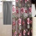 Peony Printed Sheer Window Curtain For Balcony Floral Tulle Voile Door Casement Curtain Drape Panel Sheer Scarf Valances