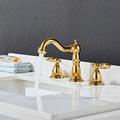 Widespread Bathroom Sink Mixer Faucet, 3 Hole 2 Handle Brass Basin Taps Vessel Water Tap Washroom with Hot and Cold Hose Deck Mounted, Wash Basin Faucet