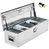 Danolapsi 48 Inch Aluminum Truck Tool Box with Sliding Shelf Diamond Plate ToolBox for Pickup Truck Bed RV Toolbox Truck Bed Toolboxes with Handle and Lock Trailer Toolbox Storage