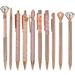 HLPHA 10Pcs Rose Gold Ballpoint Pen Set Black Ink Retractable Metal Crystal Diamond Pen Girly Gifts for Wedding Office Desk Supplies