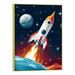 Shiartex Outer Space Dinosaur Room Decor Solar System Stars Wall Canvas Poster framed Planet Astronaut Art Rocket Decor for Boys Room Toddler Kids Room Classroom Space Decor 12x16in/16x20in