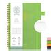 ALLTREE Graph Notebook Journal Spiral Graph Grid Notebook Hardcover Graph Notebook Twin Wire Spiral Bound Notebook with Date & Month Recording Pen Loop Pocket 160 Pages Green(6 x8.25 )