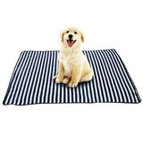 Double Side Plush Soft Comfortable Warm Double Side Pet Blanket Sleeping Bed Mat Pad Cushion Supplies for Cats Small DogsBlue Stripe S