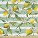 Nature Fabric by the Yard Blooming Lemon Tree on Striped Paintbrush Background Evergreen Art Decorative Upholstery Fabric for Sofas and Home Accents 5 Yards Fern Green Seafoam by Ambesonne