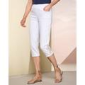 Draper's & Damon's Women's Soft Stretch Denim Embellished Capri - White - PM - Petite