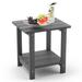 LUE BONA Adirondack Outdoor AIF4 Side Table 2-Tier Dark Grey HDPS Patio End Table Weather Resistant Morden Side Table for Patio Pool Porch