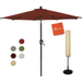 9FT Sunbrella Umbrella Market Table Sun Umbrella Aluminum Patio Umbrella with 5-Year Non-Fading Sunbrella Acrylic Fabric Canopy Top Burgundy