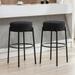 ZAFLY 30â€�Counter Height Bar Stools Modern Velvet Bar Stools Dinning Chair with steel Legs for Kitchen Island - Black Set of 2