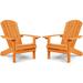 ZEKOO All Weather HIPS Outdoor Plastic Adirondack Chairs Set Of 2-Orange