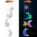 LED Solar Moon and AIF4 Star Wind Chimes Outdoor - Solar Mobile Romantic Changing Color Stars and Moon Wind Chimes Light Decor for Home Gifts For Mom Balcony Festival Night Garden Decoration