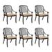 6-PCS Cast Aluminum Patio Dining Chairs All Weather Patio Bistro Dining Chairs Set of 2 with Armrests & Cushion Stackable Patio Dining Chairs for Garden Balcony Deck Bronze (With Cushion)